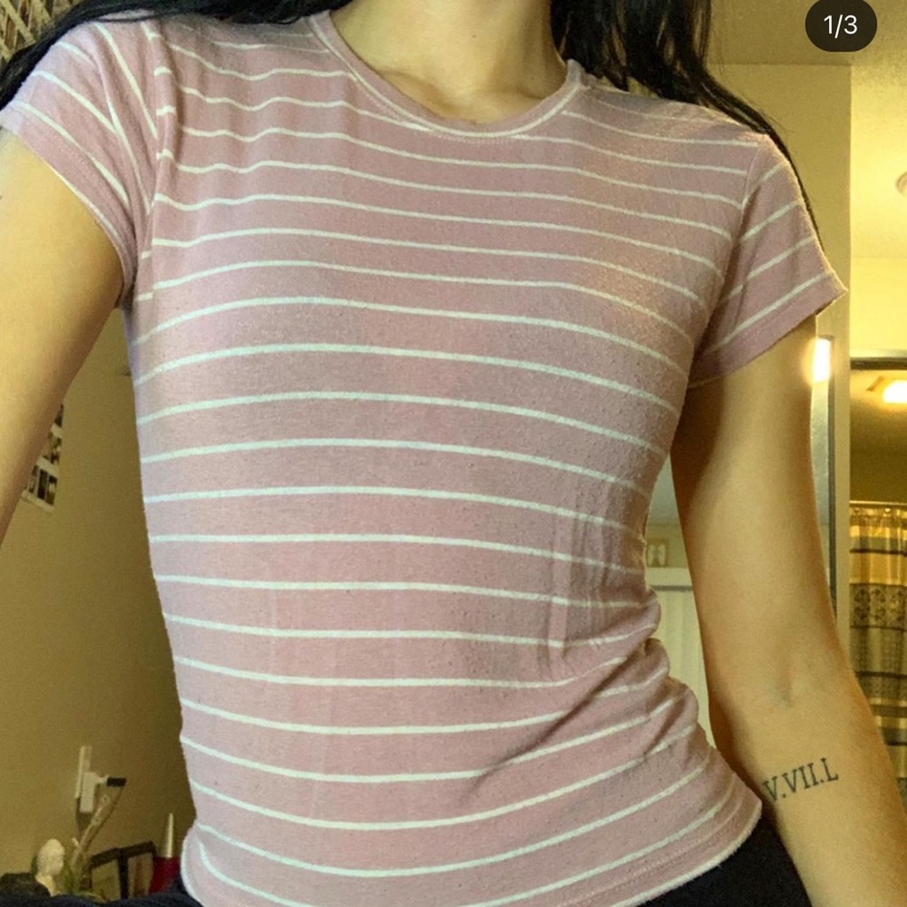 pink & white striped brandy melville shirt